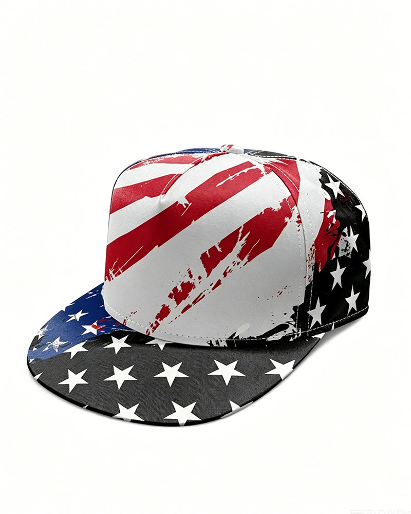 Hip Hop Hat Flag Print Flat Hat