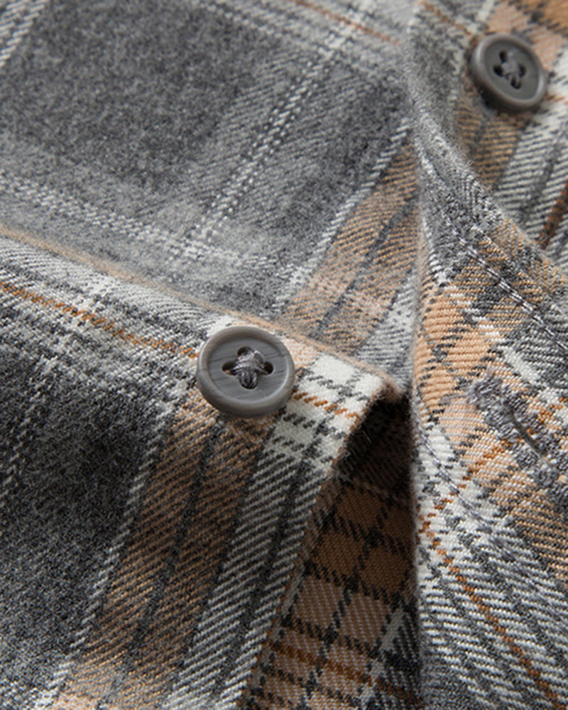 S-4XL Retro Casual Men's Check Shirt [cotton Sanding]]