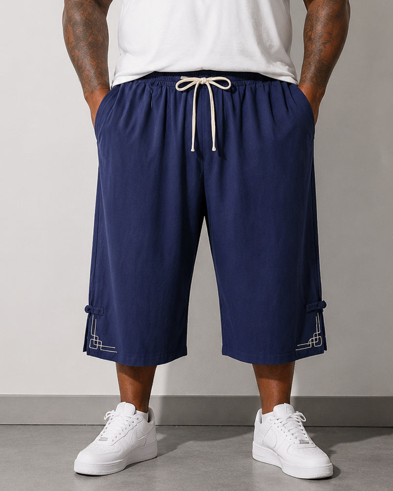 M-9XL Japanese-style Loose Plus Size Cotton Linen Casual Mid-length Pants