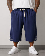 M-9XL Japanese-style Loose Plus Size Cotton Linen Casual Mid-length Pants