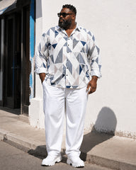 Big & Tall Men's Triangular Geometric Print Long Sleeve Shirt Pants Set