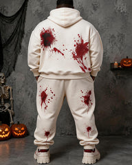 Big & Tall Men's “Blood-Red Splatter” I'M FINE Fun Print Hoodie Set