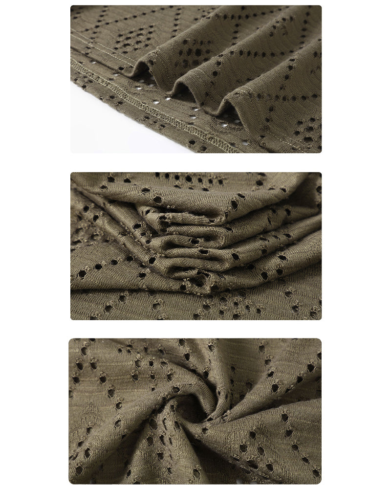 4XL-11XL Summer Hollow Texture Large Size T-shirt