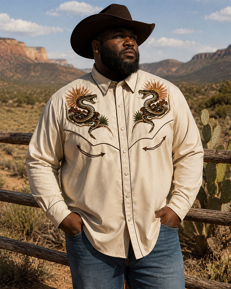 Big & Tall Men's American West Rattlesnake Sun Print Long Sleeve Shirt
