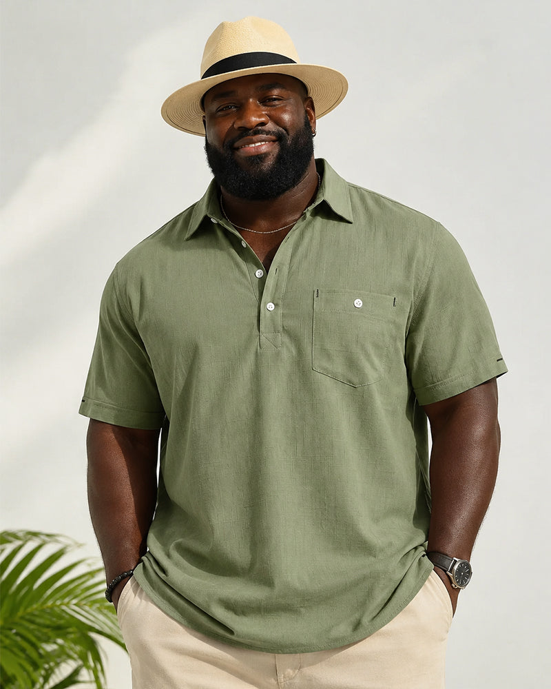 S-3XL Men's Casual Cotton Linen Short-sleeved Thin Shirt With Leck