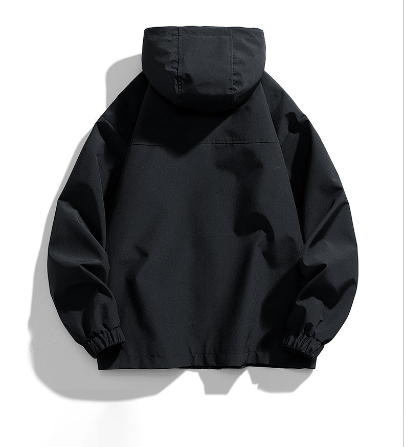 L-9XL Hooded Drawstring Solid Color Windproof Fleece Jacket