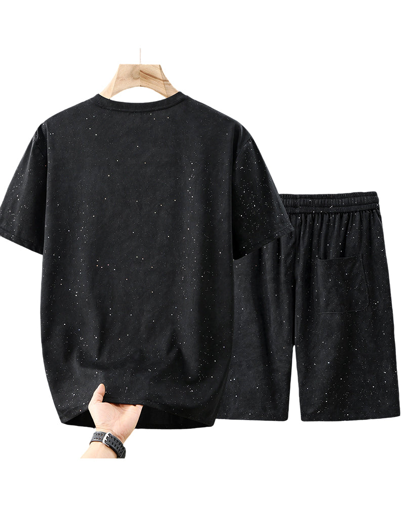 4XL-11XL Plus Size Men's Two-Piece Short-Sleeved Shorts