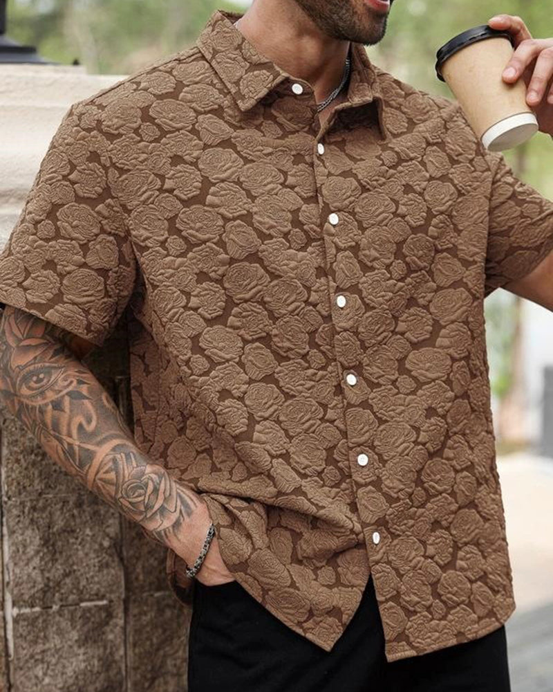 Big & Tall Men's Vintage Floral Print Short Sleeve Shirt