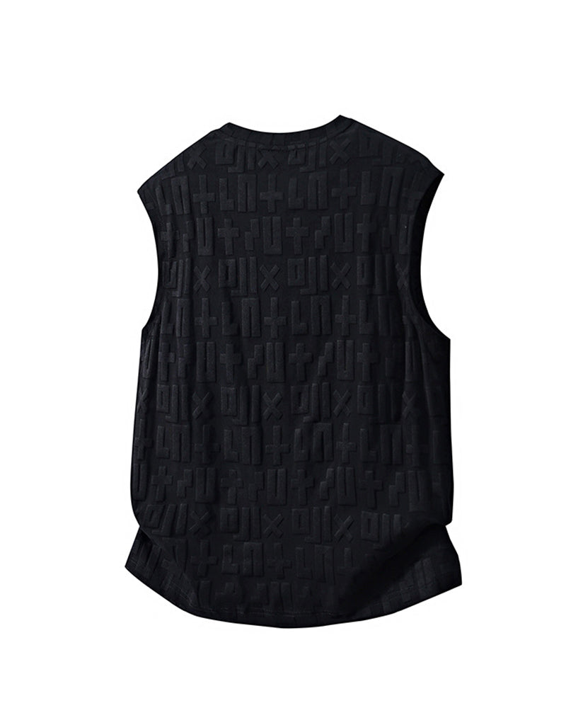 L-9XL Casual Sports Letter Jacquard Plaid Vest