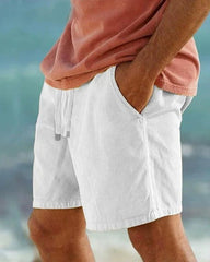 S-3XL Cotton And Linen Solid Color Beach Casual Shorts