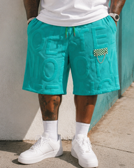 M-7XL American-style Embossed Chain-embellished Cropped Shorts