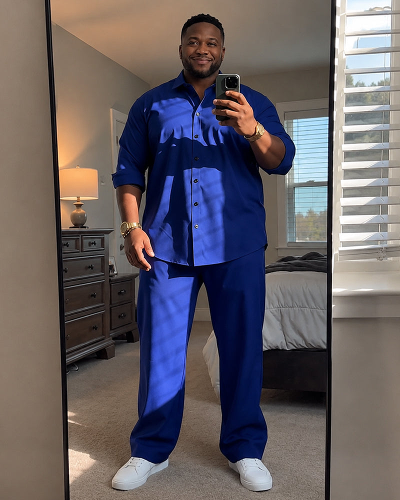 Big & Tall Men's Royal Blue Long Sleeve Shirt Pants Set