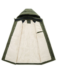 6XL-13XL Fleece-lined Three-proof Men's Mid-length Hooded Jacket