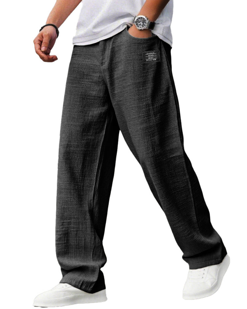 S-5XL Men's Casual Cotton Linen Loose Straight Pants