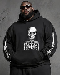 Big & Tall Men's Full Body Skeleton Skull Print Hoodie Set