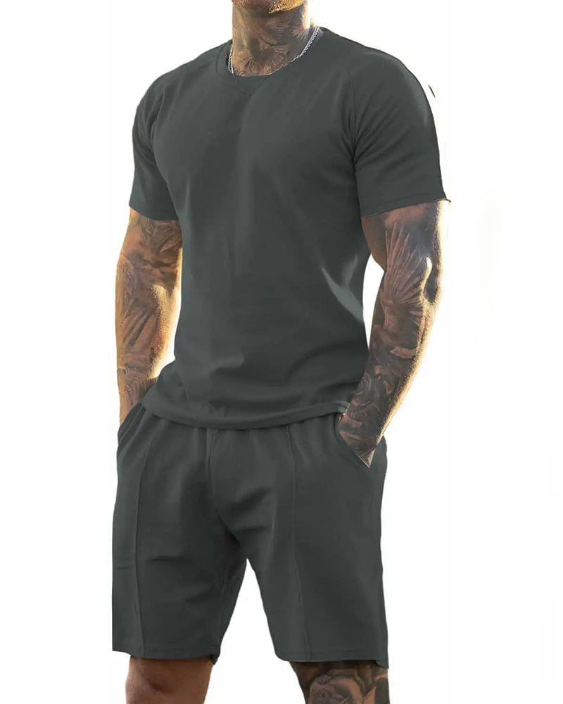 🔥Summer Sets 50% Off Exclusive ✨ Summer Men’s Short-Sleeve Crew-Neck Fitness Sports Casual Set