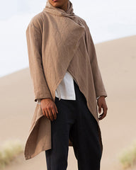 S-4XL Men's Cotton Linen Long Irregular Cape Long Sleeve Jacket
