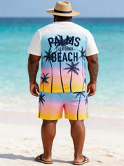 Big & Tall Men's Palm Beach Gradient Print Crew Neck Short Sleeve T-shirt Shorts Set