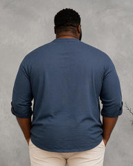 Big & Tall Men's Religious Cross Printed Stand-collar Long Sleeve Shirt