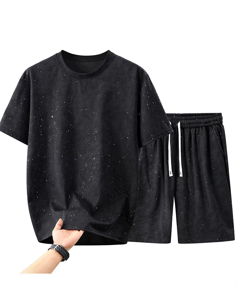 4XL-11XL Plus Size Men's Two-Piece Short-Sleeved Shorts