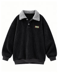 M-3XL Solid Color Lapel Pullover Sweater