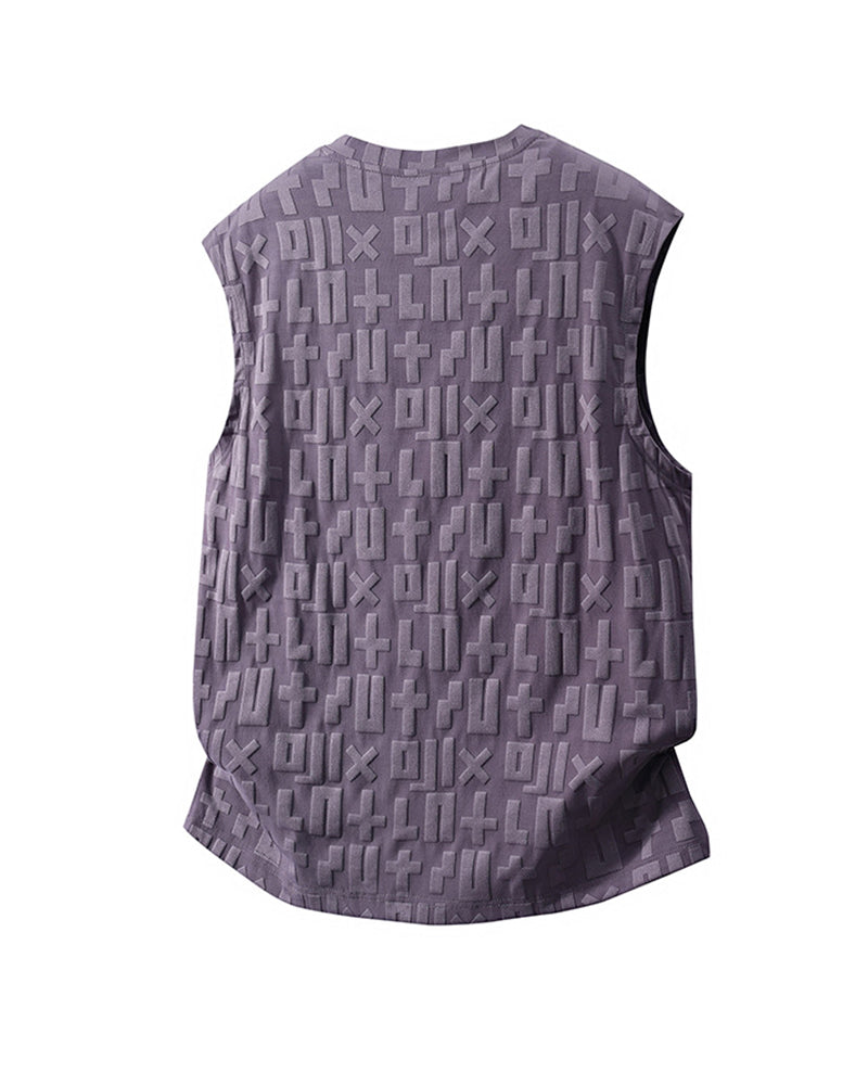 L-9XL Casual Sports Letter Jacquard Plaid Vest