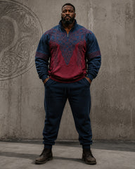 Big & Tall Men's Vintage Celtic Knot Print Half Zip Sweat Set