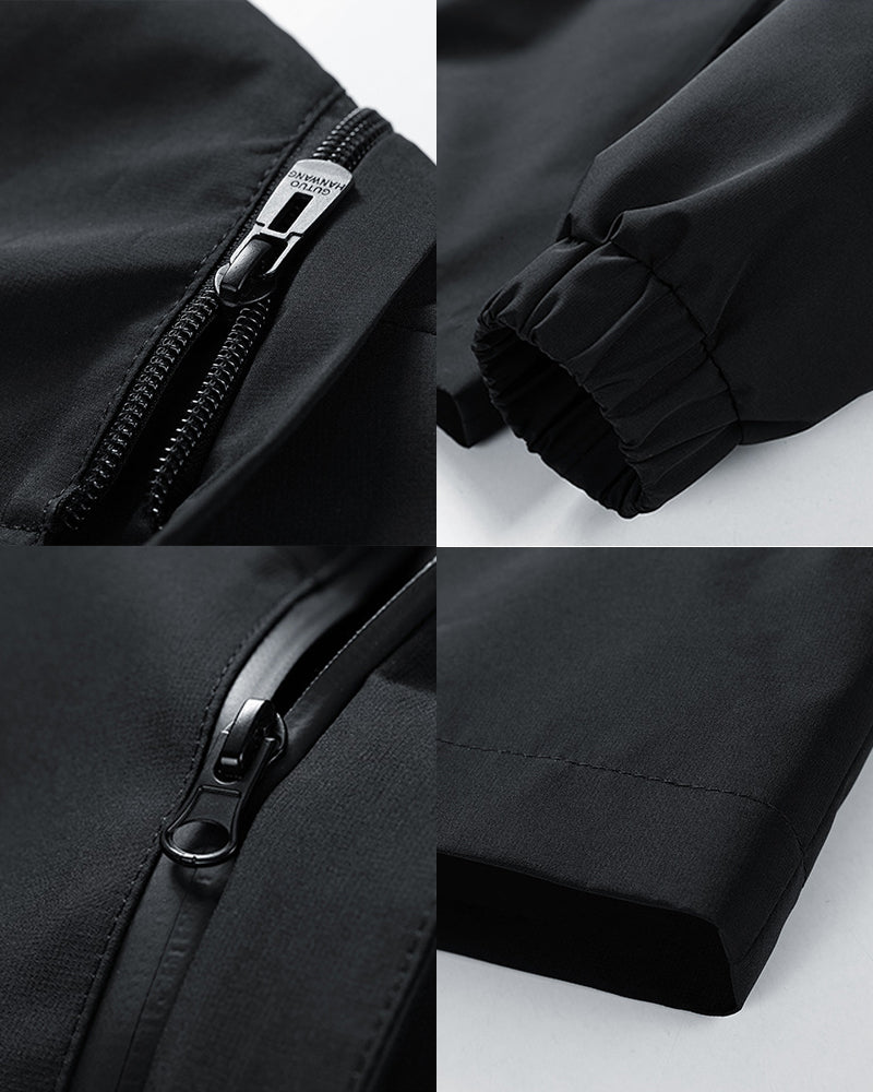 L-9XL Hooded Drawstring Solid Color Windproof Fleece Jacket