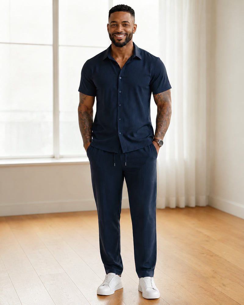 Simple Solid Color Couple Casual Suit