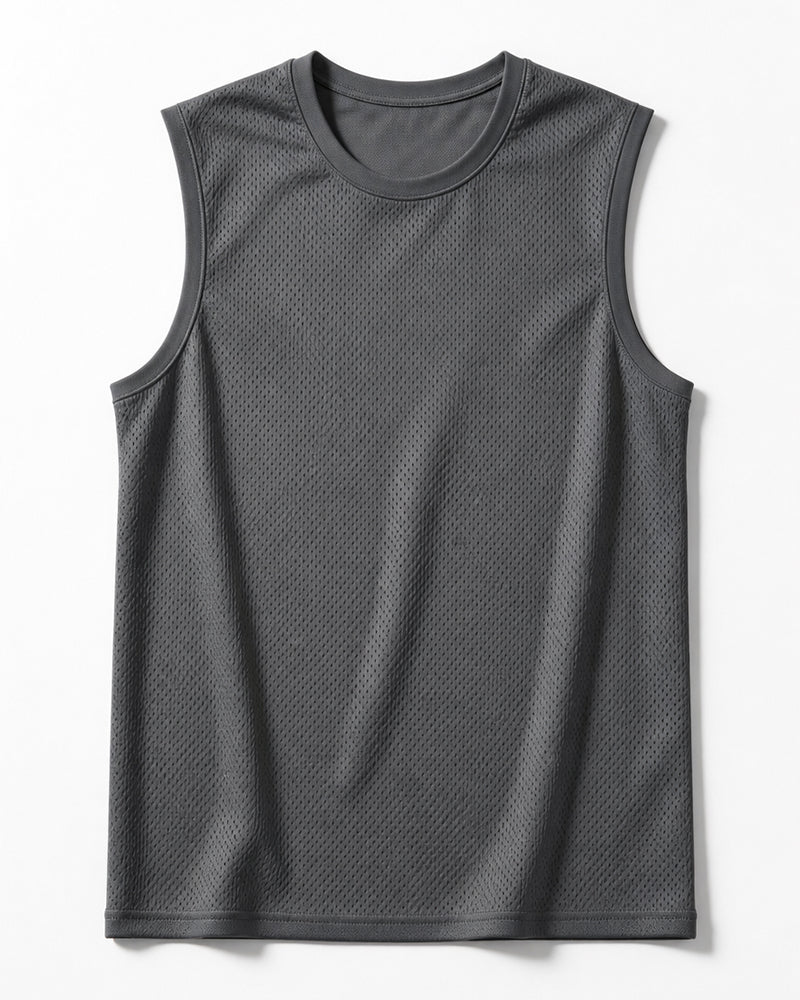 M-5XL Summer Ice Silk Mesh Sports Sleeveless T-shirt Quick-drying Vest