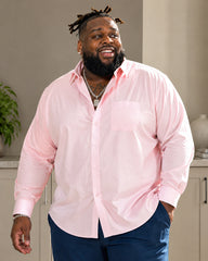 Big & Tall Men's Solid Color Pocket Lapel Long Sleeve Shirt