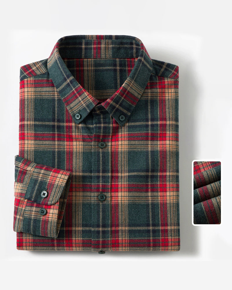 S-4XL Retro Casual Men's Check Shirt [cotton Sanding]]