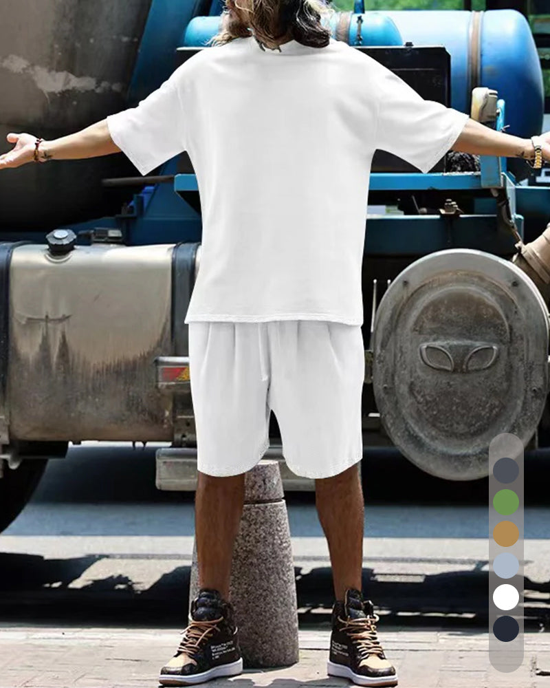 M-8XL Casual Loose Fit Solid Sports Sets