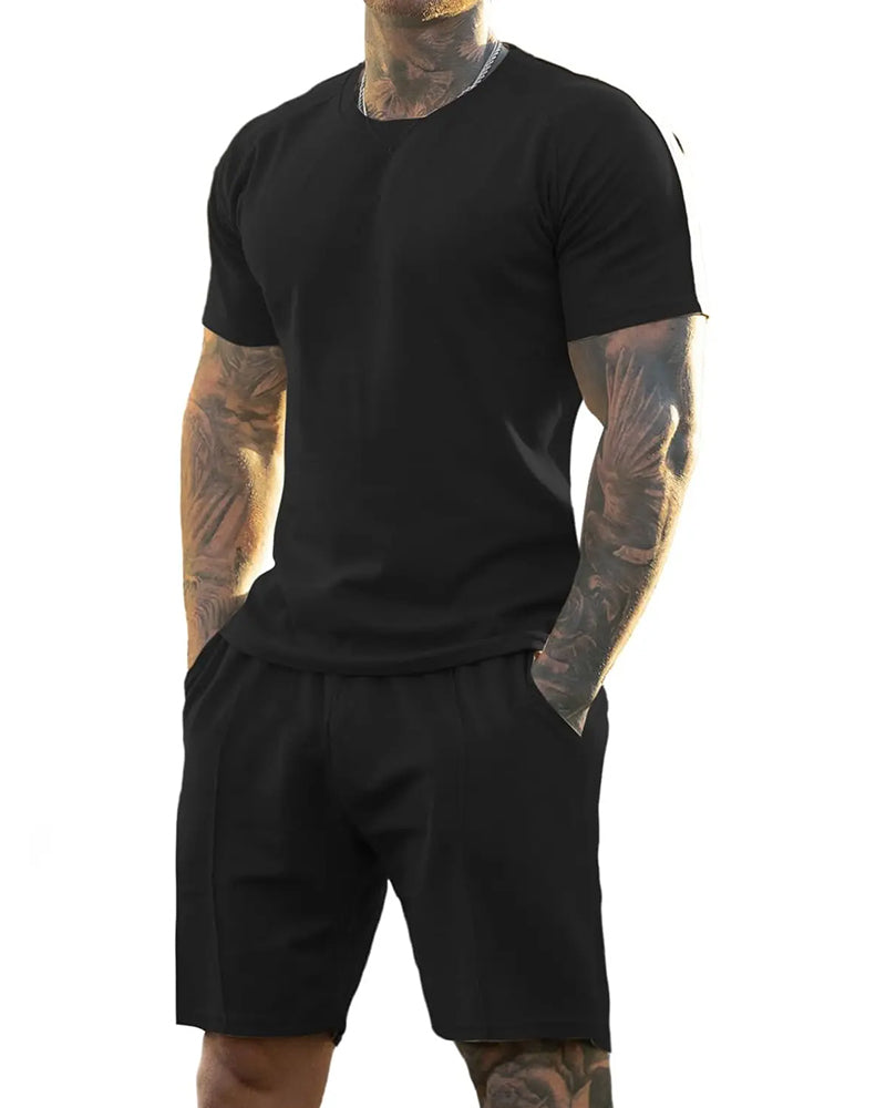 🔥Summer Sets 50% Off Exclusive ✨ Summer Men’s Short-Sleeve Crew-Neck Fitness Sports Casual Set