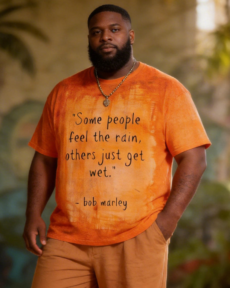 Big & Tall Men'sBob Marley Quotations Printed Crewneck Short Sleeve T-Shirt