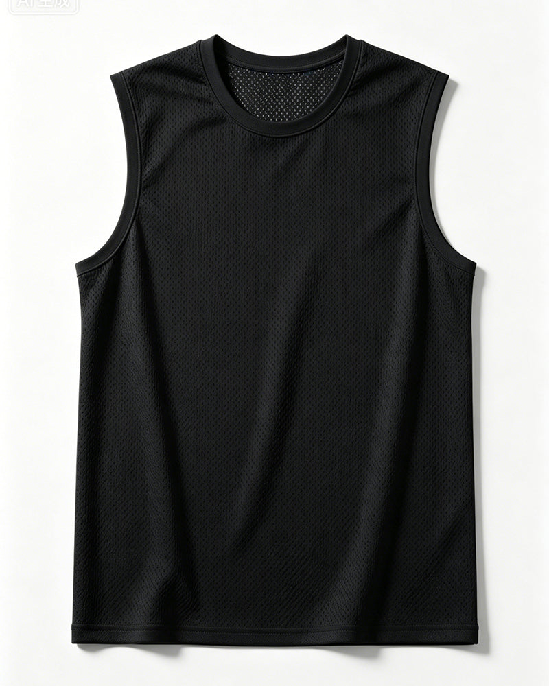 M-5XL Summer Ice Silk Mesh Sports Sleeveless T-shirt Quick-drying Vest