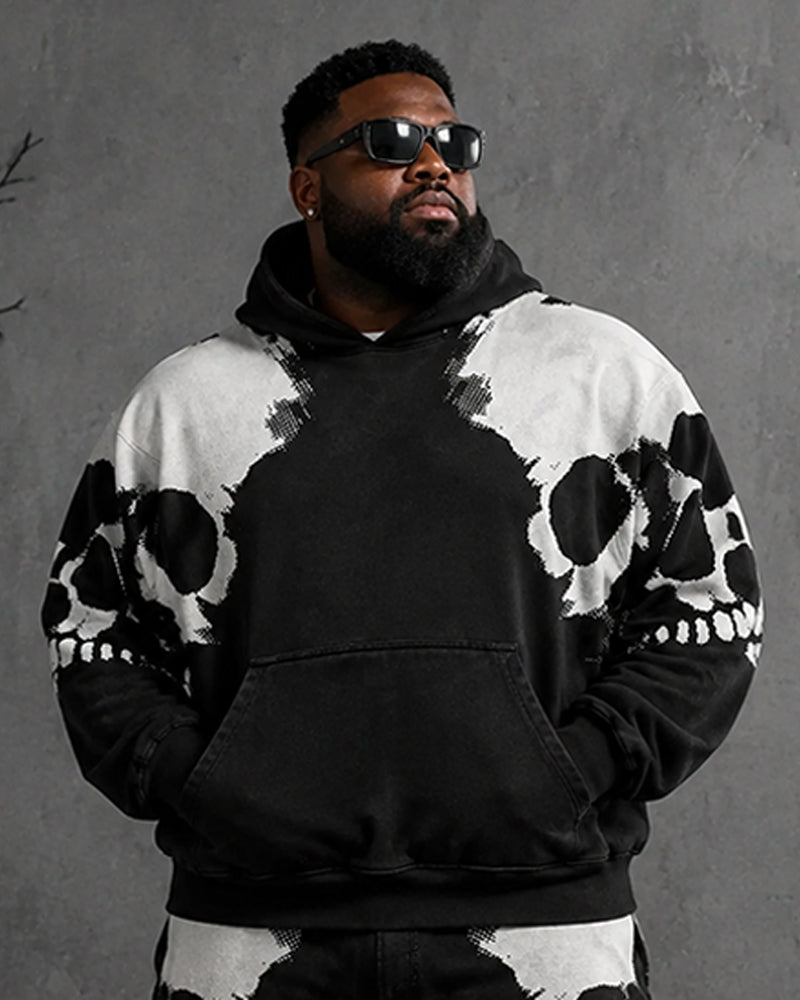 Big & Tall Men's Skull Print Hoodie Set