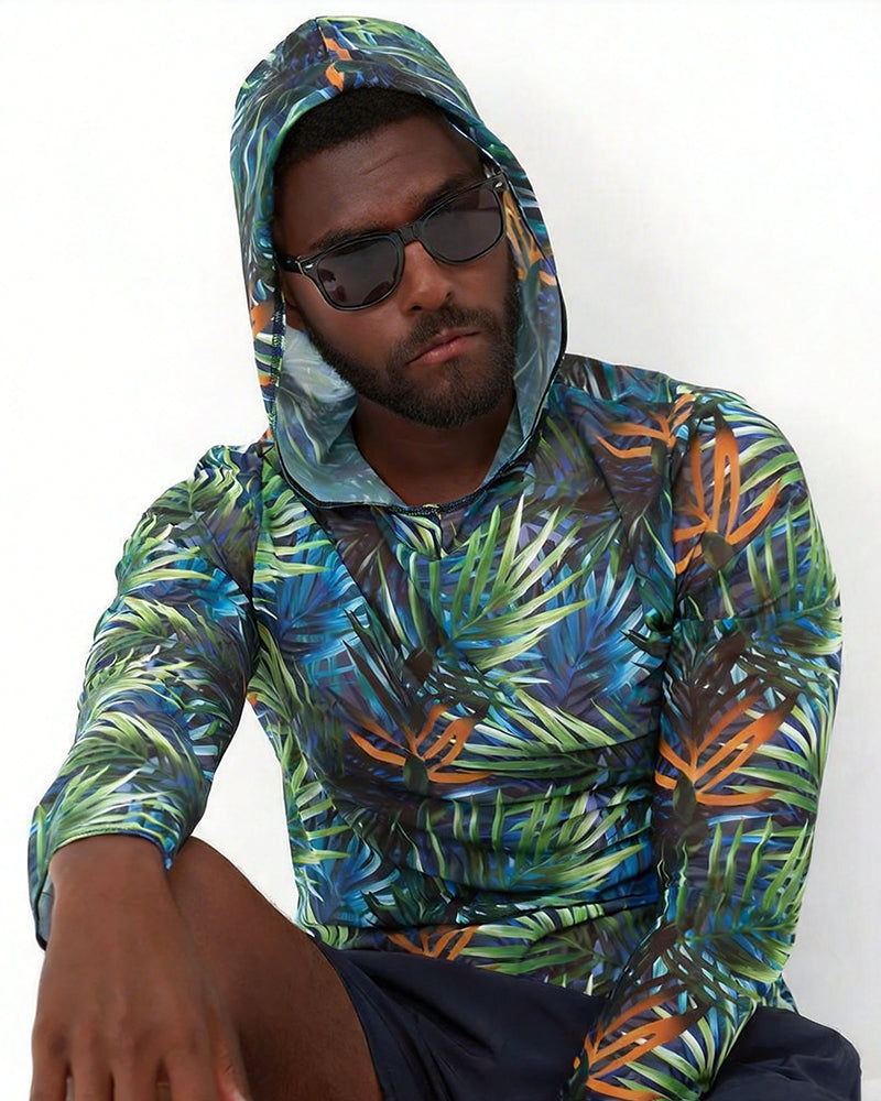 Camouflage Beach Blouse Hooded Long Sleeve T-shirt M-3XL