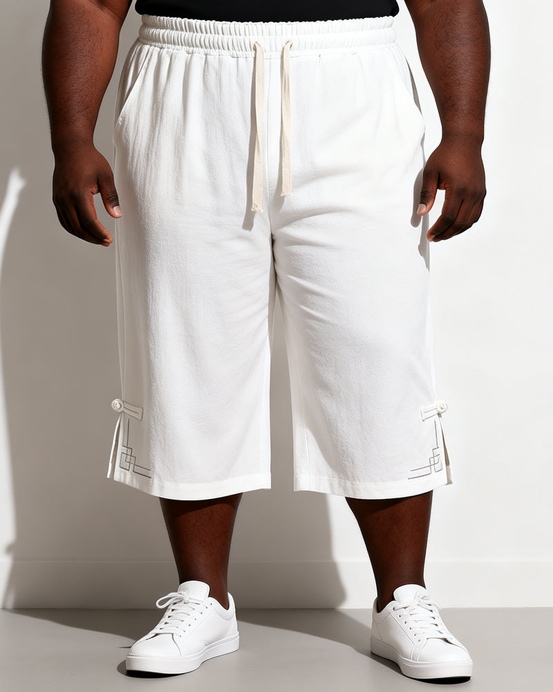 M-9XL Japanese-style Loose Plus Size Cotton Linen Casual Mid-length Pants