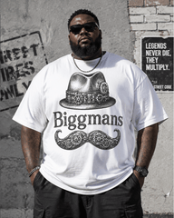 Big & Tall Men's Steampunk Gear Top Hat Beard Printed Round Neck Short Sleeve T-Shirt