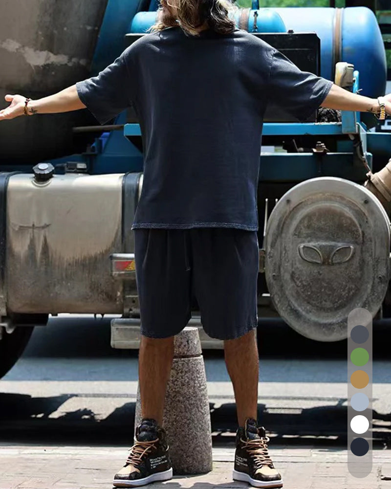 M-8XL Casual Loose Fit Solid Sports Sets