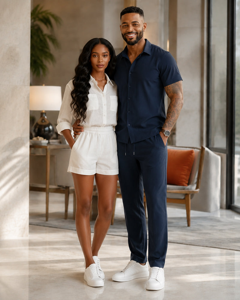 Simple Solid Color Couple Casual Suit