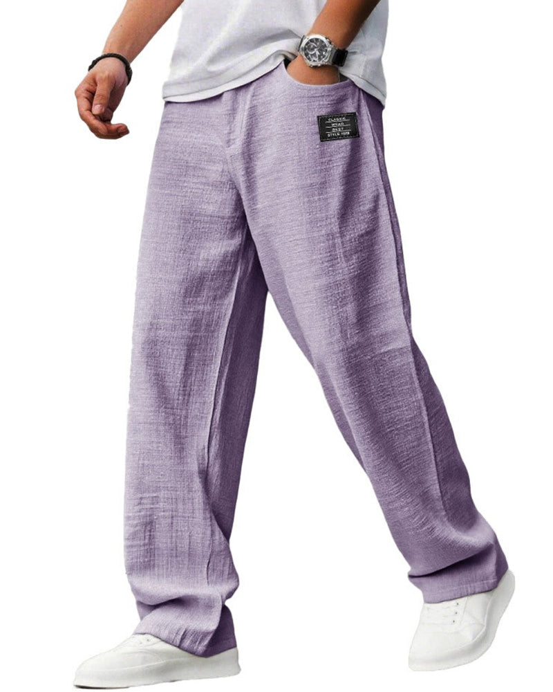 S-5XL Men's Casual Cotton Linen Loose Straight Pants
