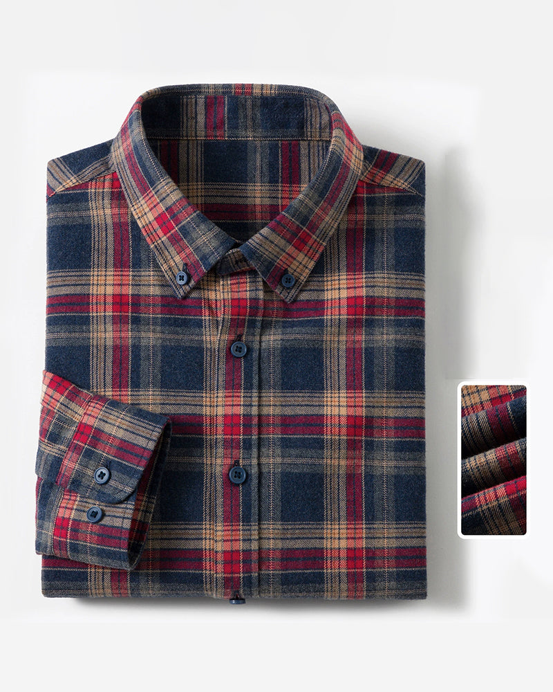 S-4XL Retro Casual Men's Check Shirt [cotton Sanding]]