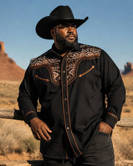 Big & Tall Men's Navajo Geometric Print Long Sleeve Shirt