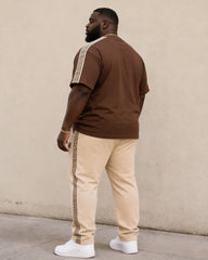 Big & Tall Men's Dark Brown Palette Printed T-Shirt Pants Set