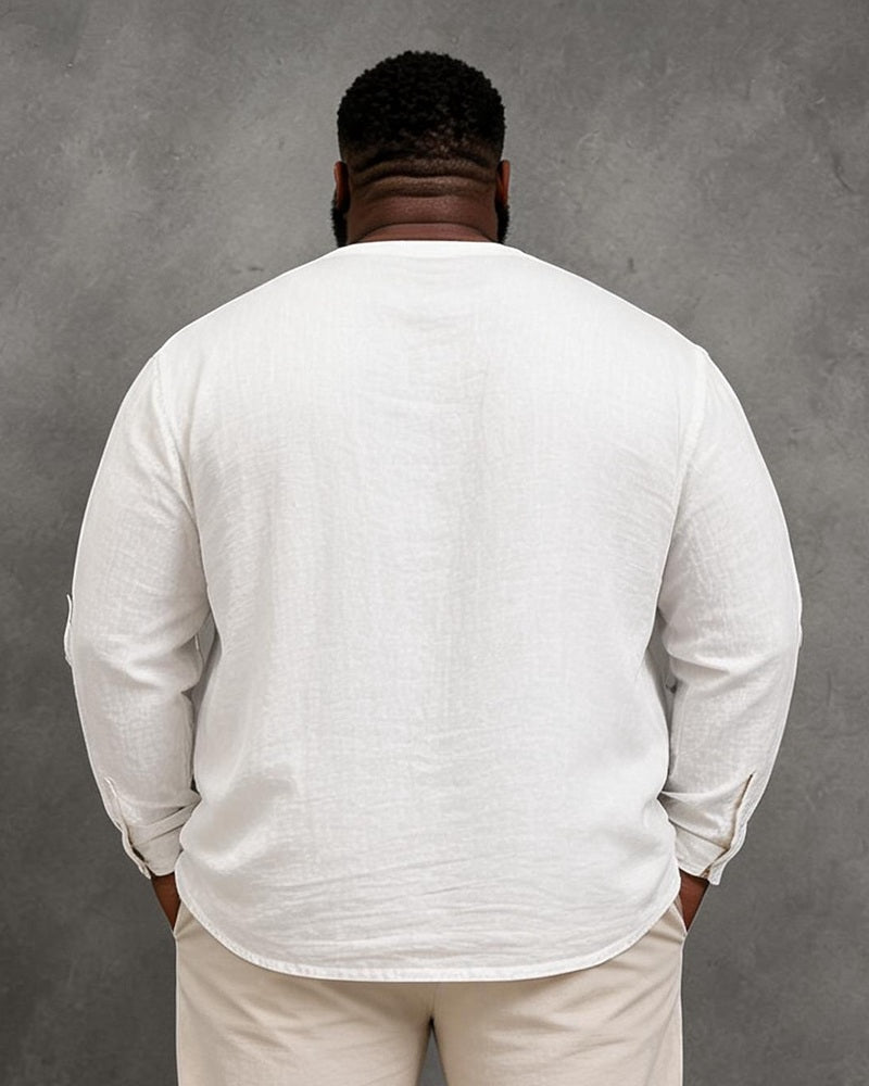Big & Tall Men's Crucifixion Jesus-themed Printed Stand-collar Long-sleeve Shirt