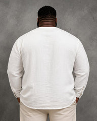 Big & Tall Men's Crucifixion Jesus-themed Printed Stand-collar Long-sleeve Shirt