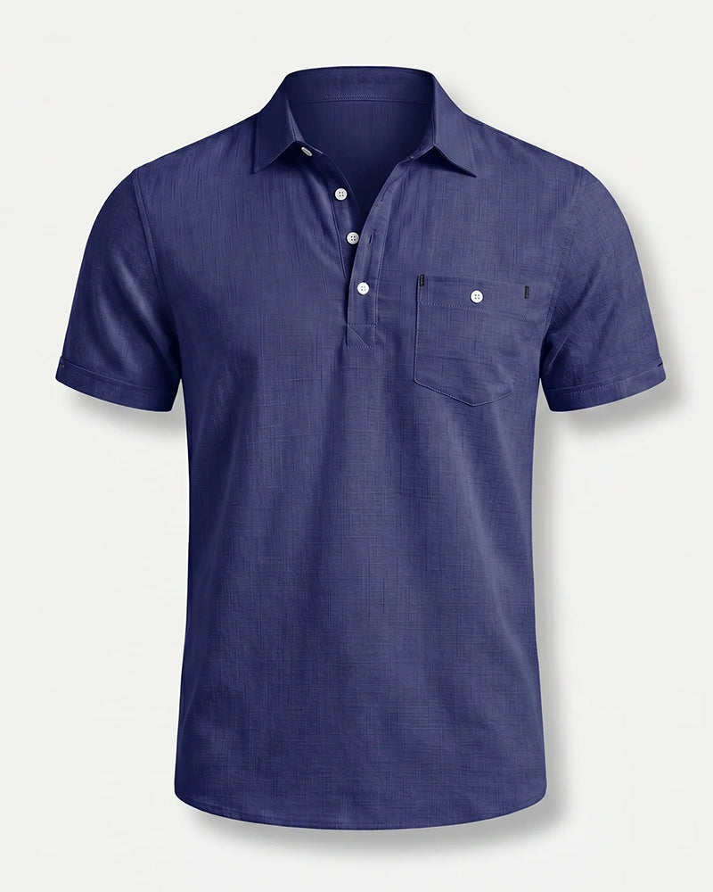 S-3XL Men's Casual Cotton Linen Short-sleeved Thin Shirt With Leck