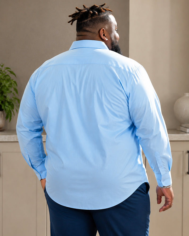 Big & Tall Men's Solid Color Pocket Lapel Long Sleeve Shirt